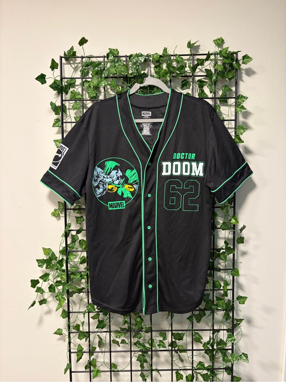 Marvel Doctor Doom Black & Green Baseball Jersey